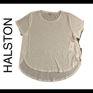 Halston White Burnout Womens Tshirt size XL